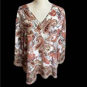 Plus Size Paisley Print Lightweight Tunic Blouse